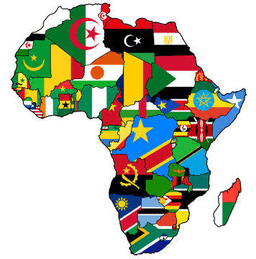Africa represented by national flags